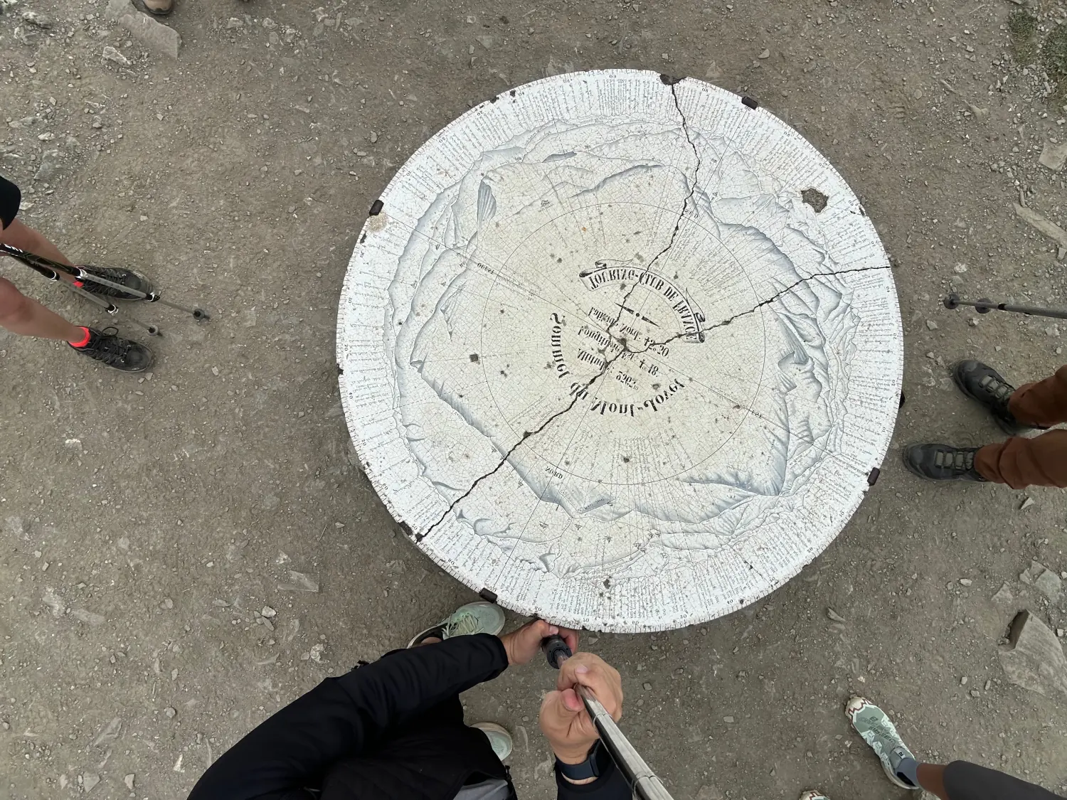 Stone orientation table at the summit of Mont Jovet